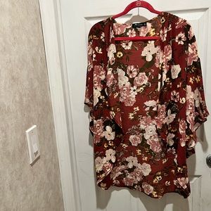 Maroon Floral Kimono